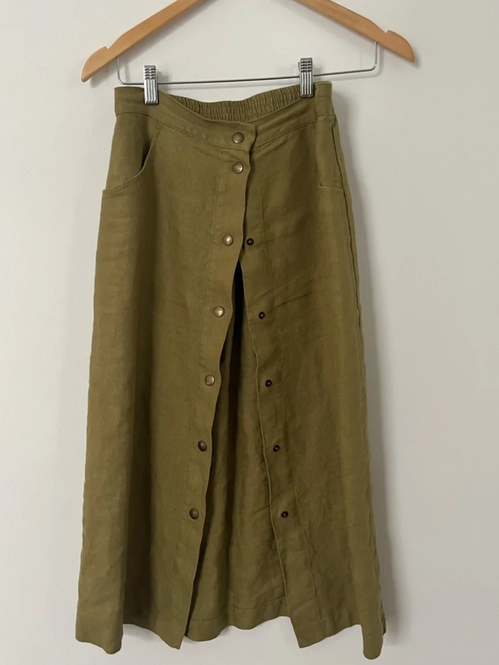 Linenfox Heidi Linenfox skirt in heavy linen olive green - Picture 7 of 8